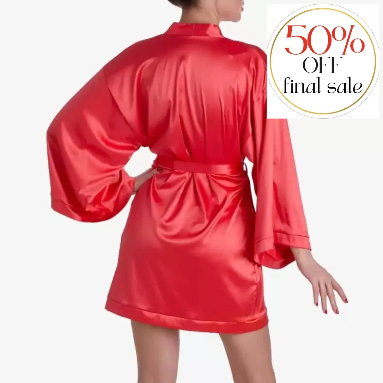 Ajour Gelato Satin Kimono Robe in Red KIM2A