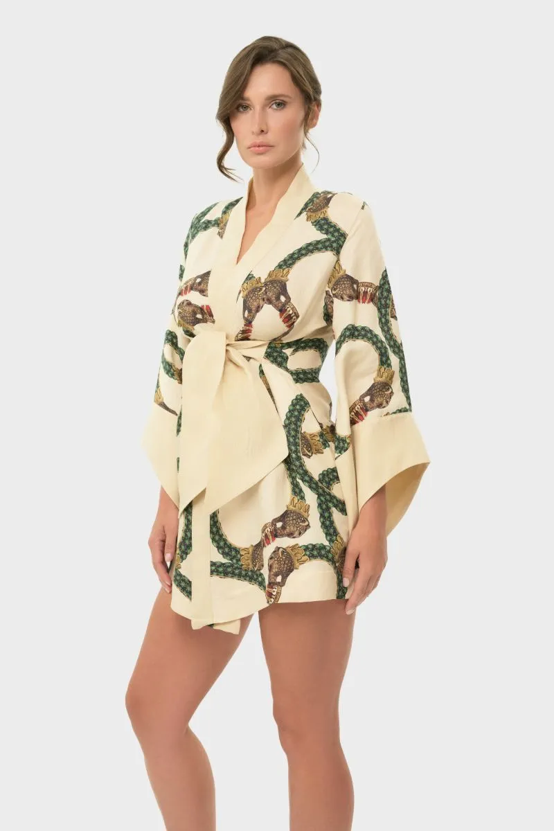 AMARA MINI KIMONO ROBE IN CELINE