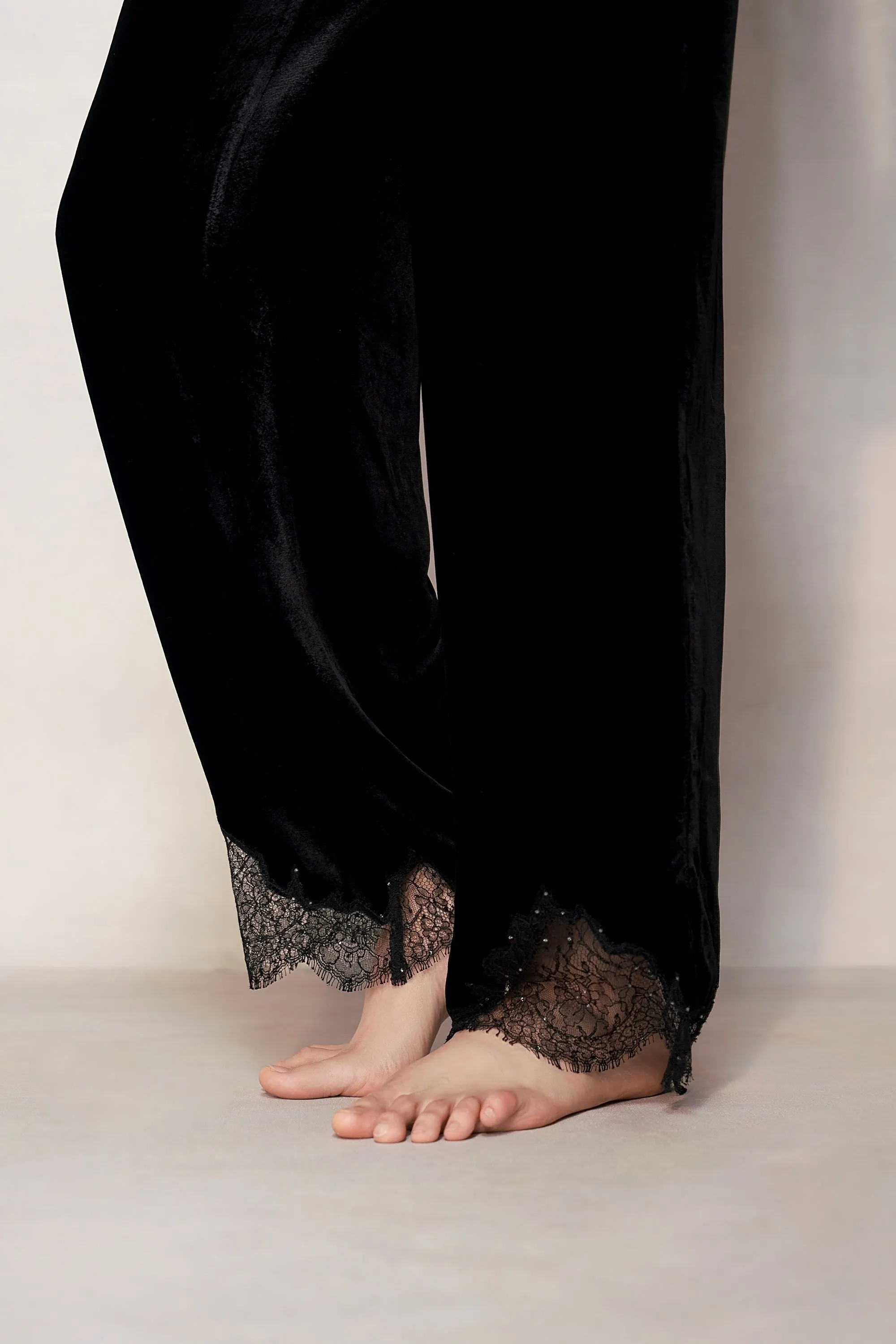 Black Velvet Lace Lounge Trousers