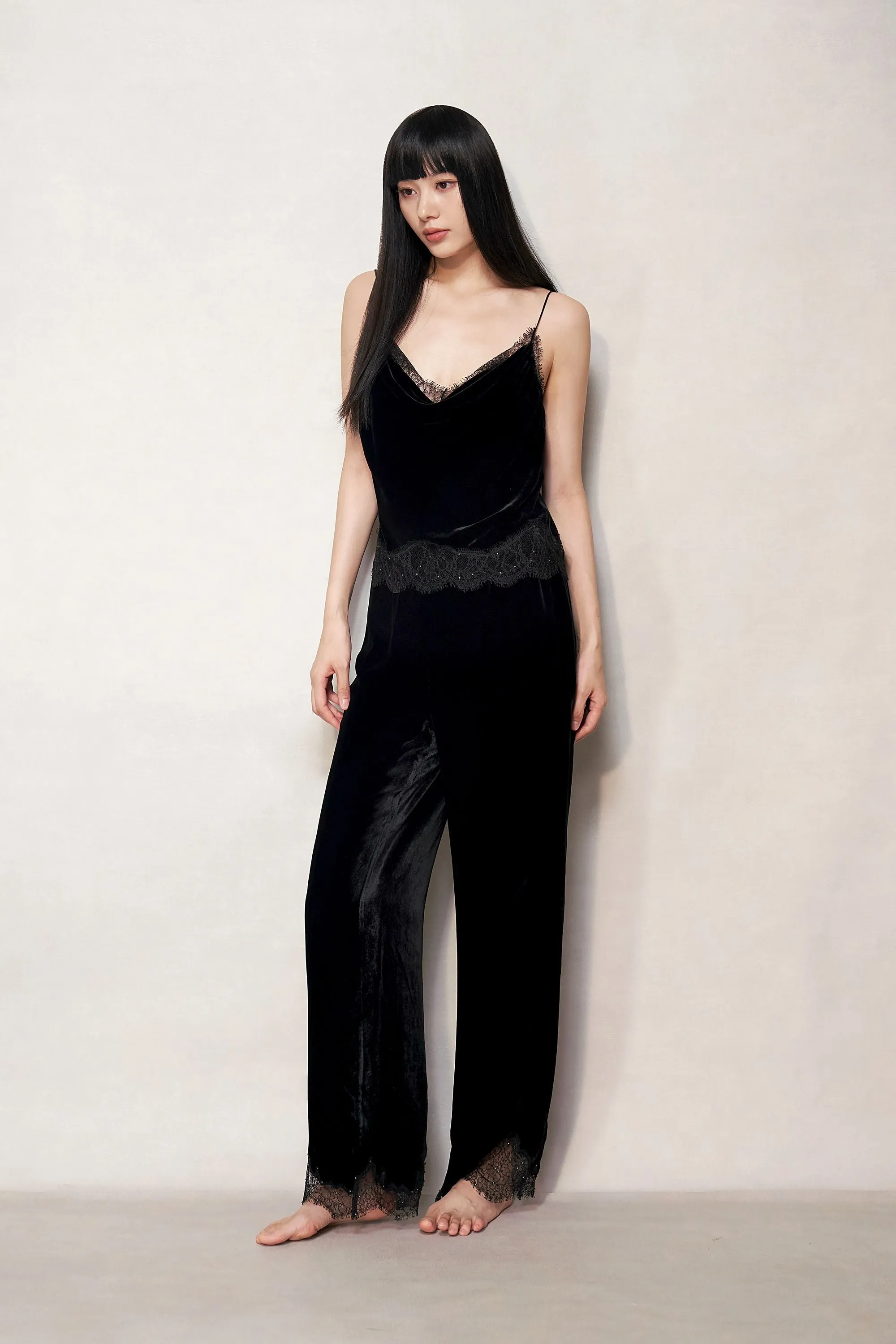 Black Velvet Lace Lounge Trousers