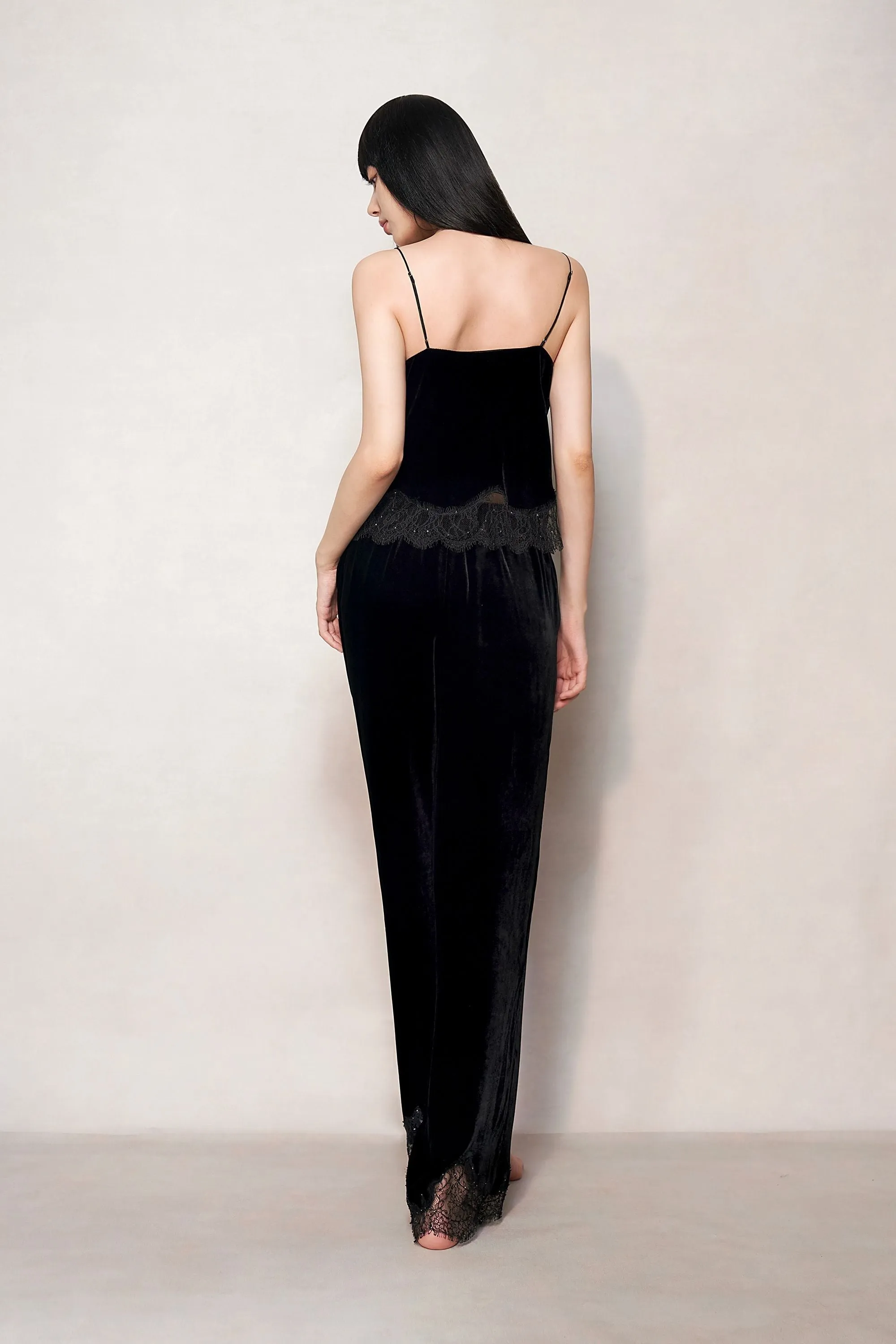 Black Velvet Lace Lounge Trousers