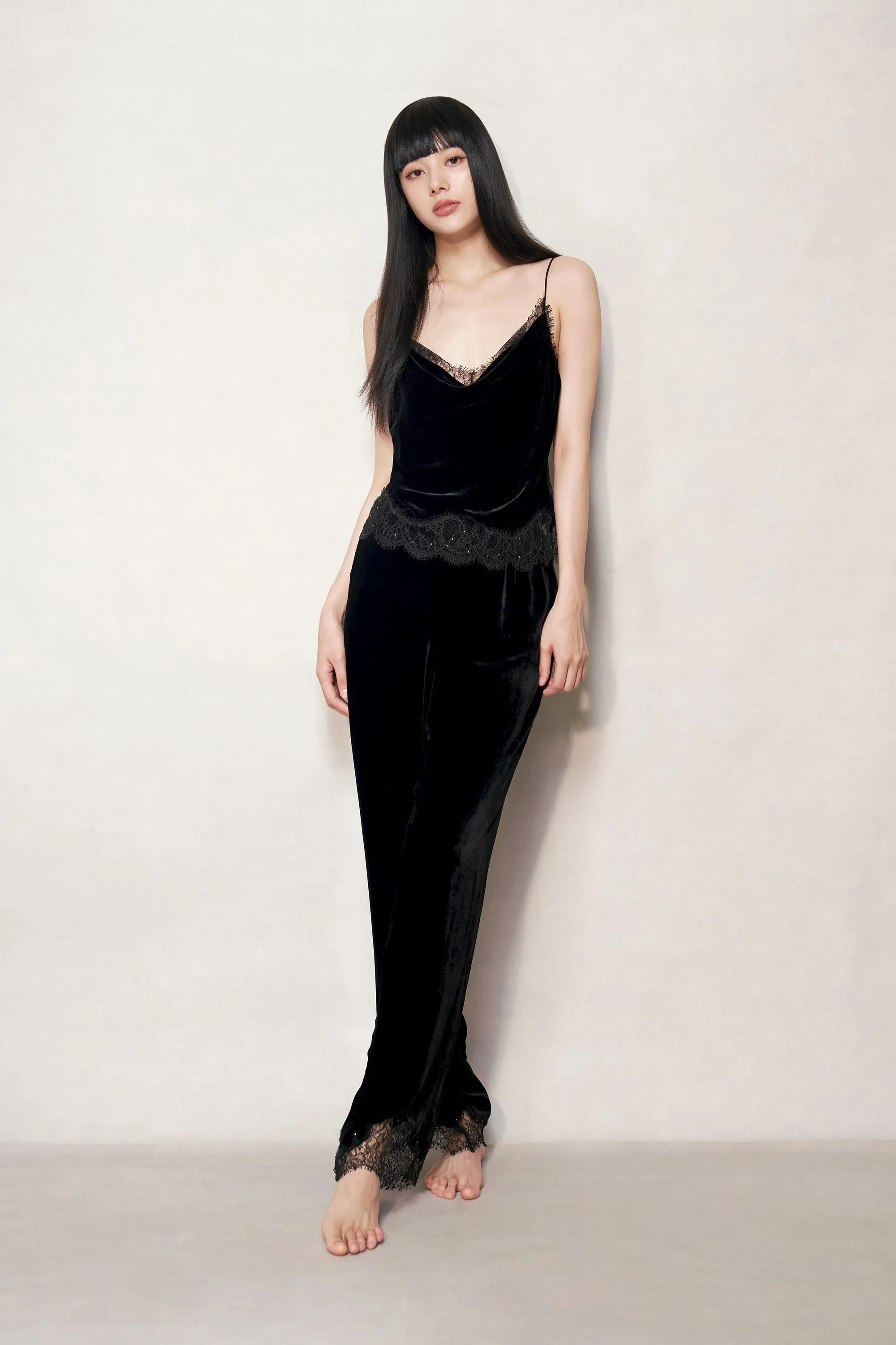 Black Velvet Lace Lounge Trousers
