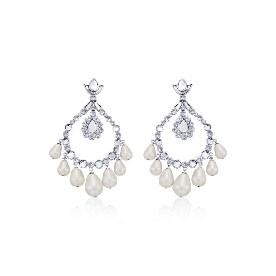 Elongated Crystal Pearl Earrings