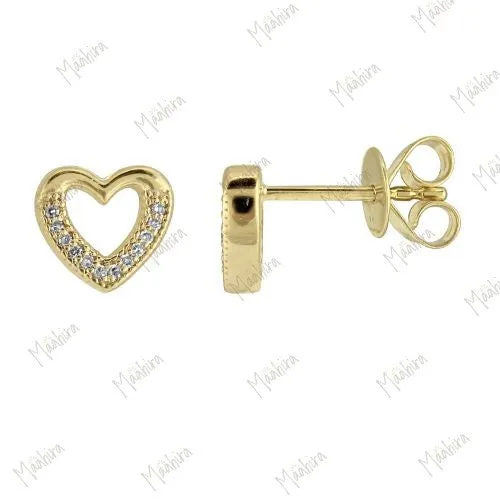 Glittering Open Heart Shape Stud