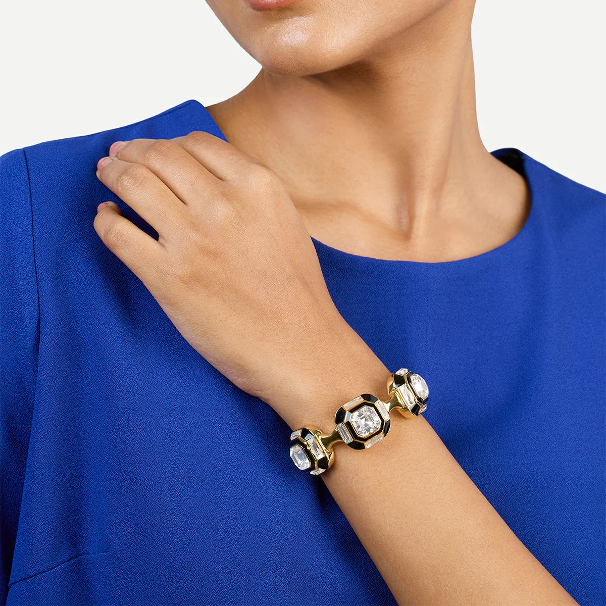 Gold Moss Deco Crystal Cuff