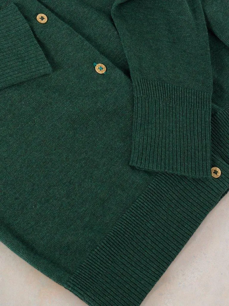 LULU LONG SLEEVE CREW NECK CARDI in DARK GREEN
