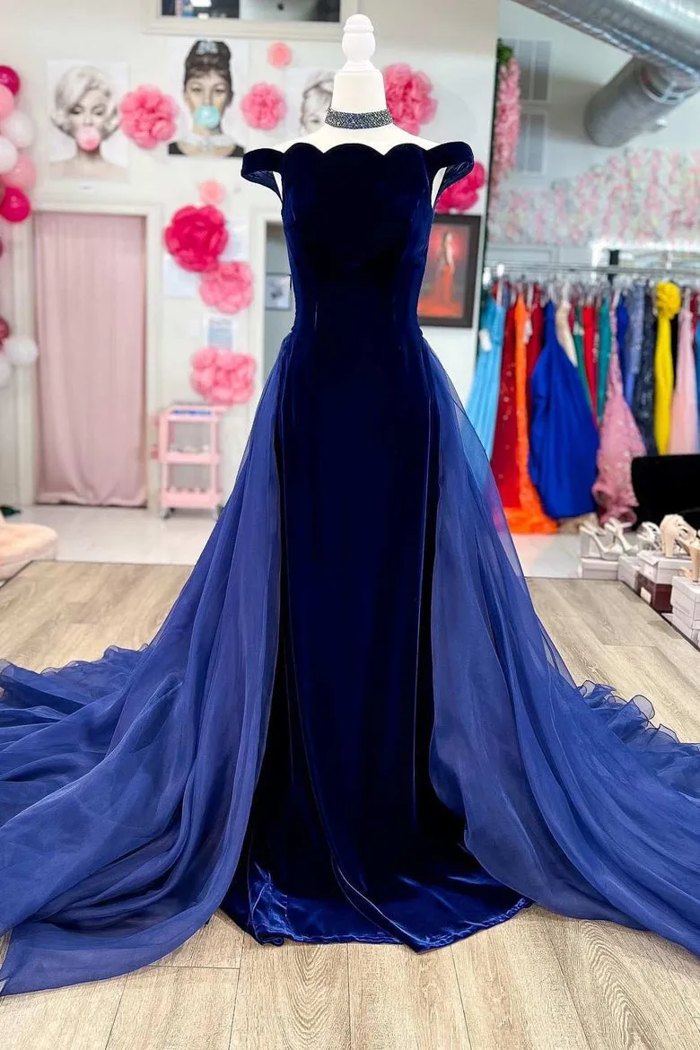 Mermaid Velvet Off The Shoulder Pageant Prom Dress Evening Dresses