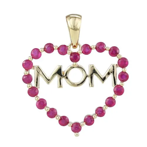 Multi Sapphire Mom Heart Pendant 21x18.50mm