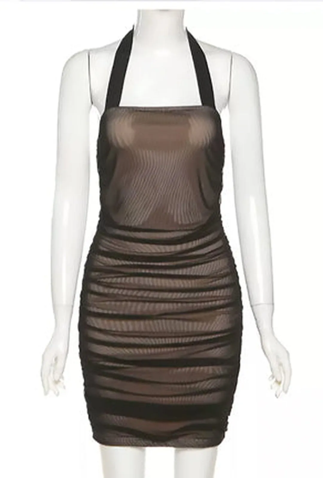 OLIVE - RUCHED SHEER DRESS