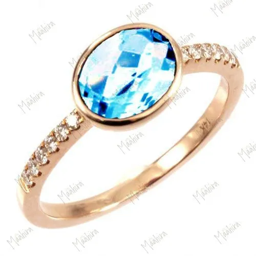 Oval cut 6x8 Blue Topaz Ring
