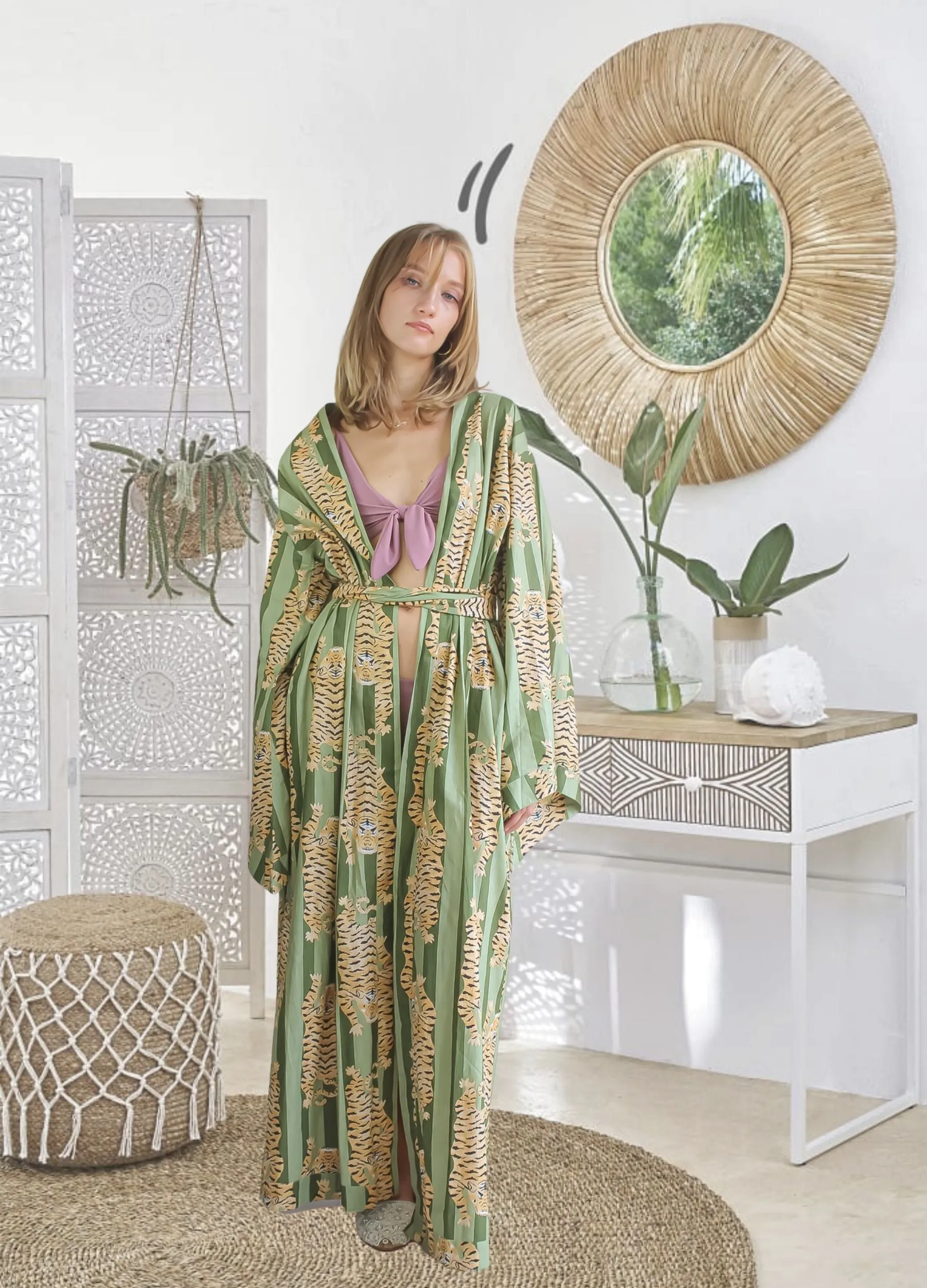 Paradise Olive Kimono