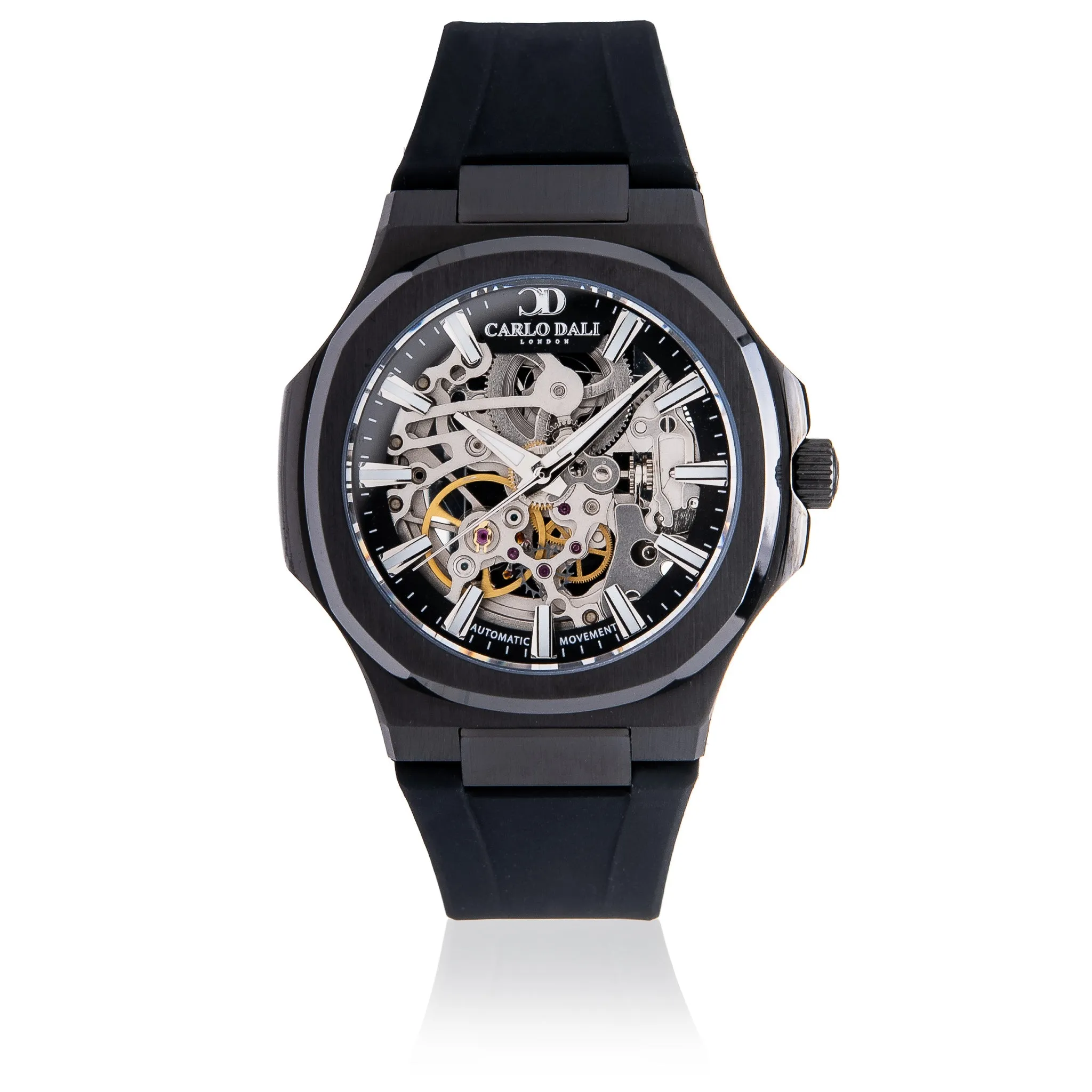 "TIMELESS" SKELETON TOTAL BLACK RUBBER WATCH