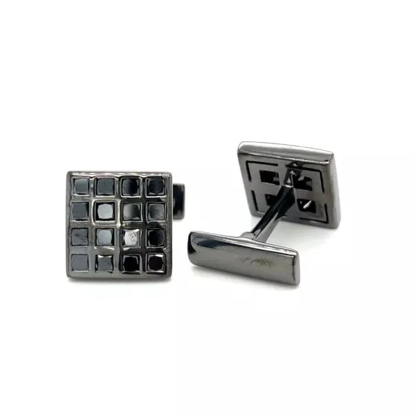 TIMELESS CUFFLINKS BLACK RHODIUM