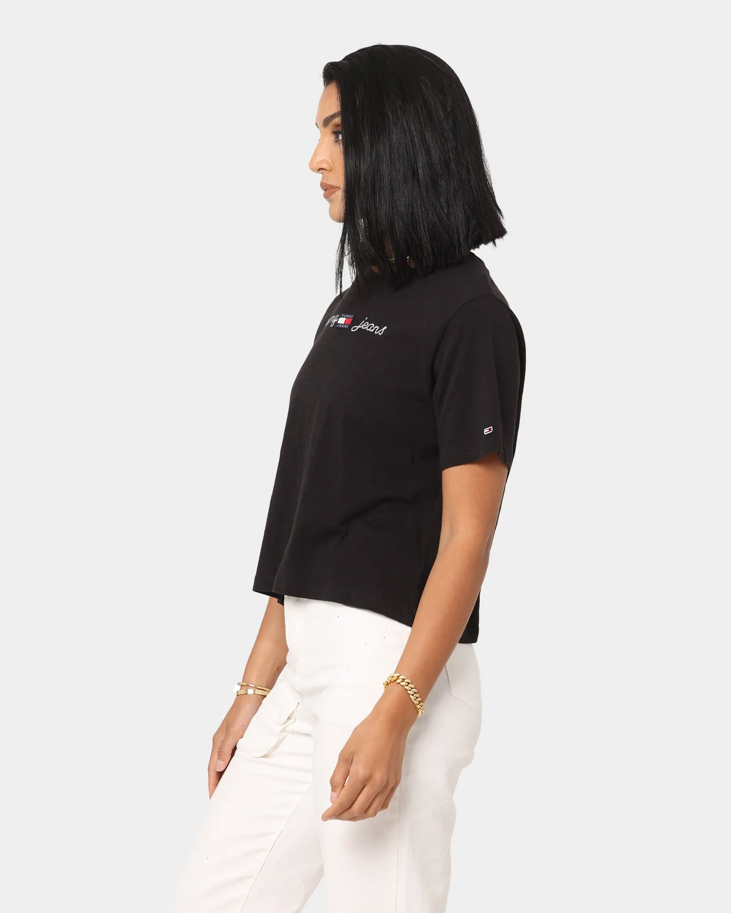 Tommy Jeans Women's Boxy Crop Homespun T-Shirt Black
