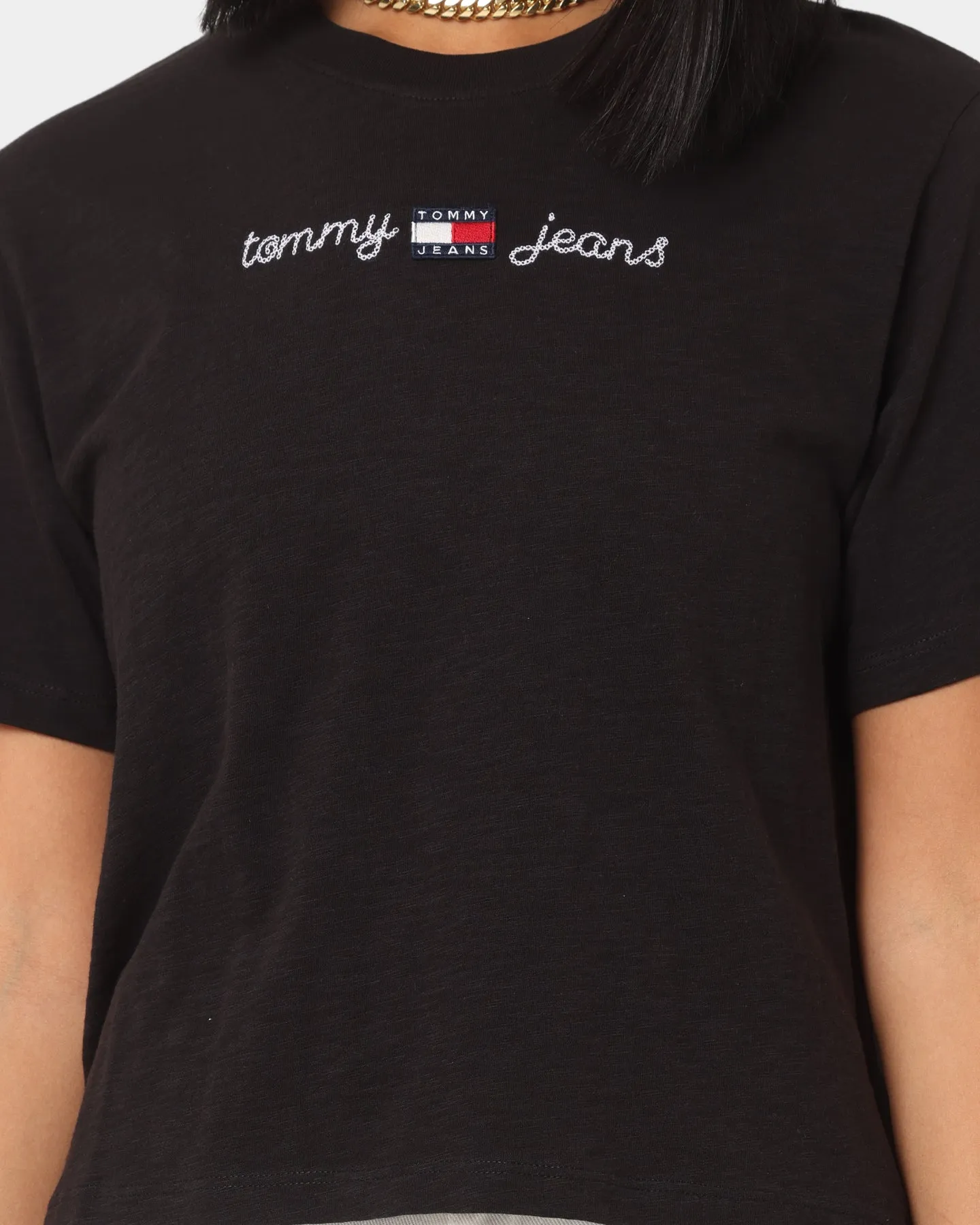 Tommy Jeans Women's Boxy Crop Homespun T-Shirt Black