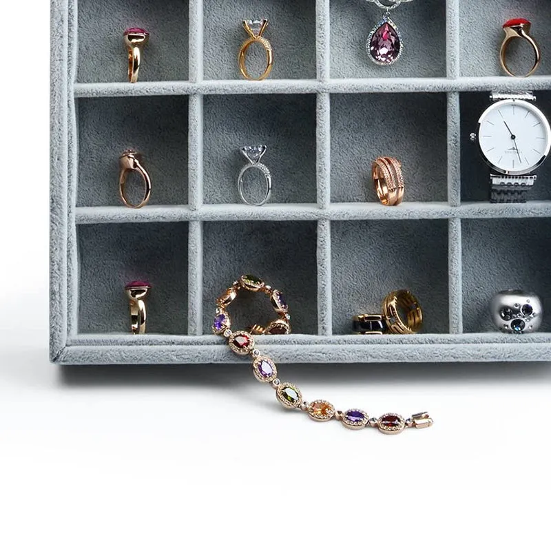 Velvet Stackable Jewelry Display Tray 24 Grids P00103