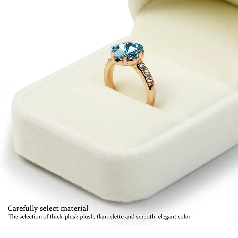 White Velvet Wedding Ring Box H04501