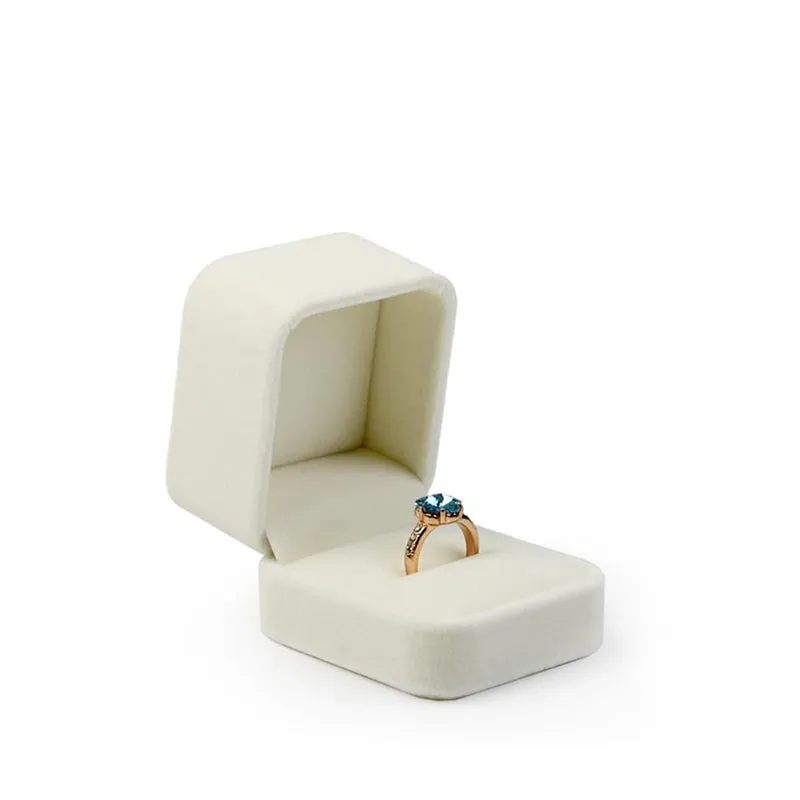 White Velvet Wedding Ring Box H04501